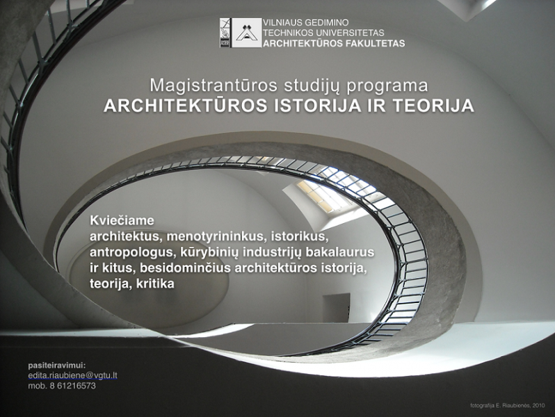 Priėmimas į antrosios pakopos studijų programą ARCHITEKTŪROS ISTORIJA IR TEORIJA